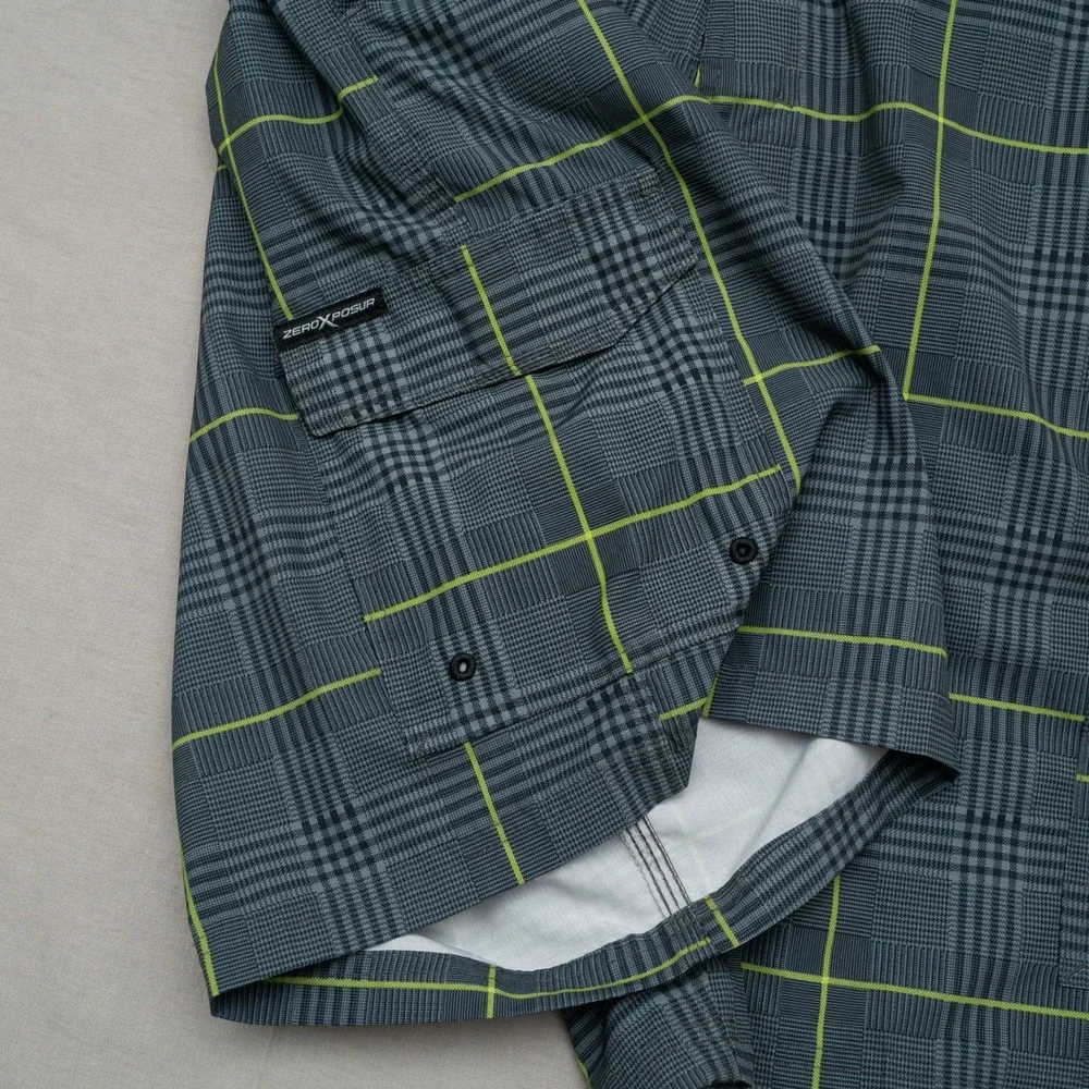 ZeroXposur Beach 2 Street Hybrid Board / Swim Short Green Plaid Y2k Baggy Large